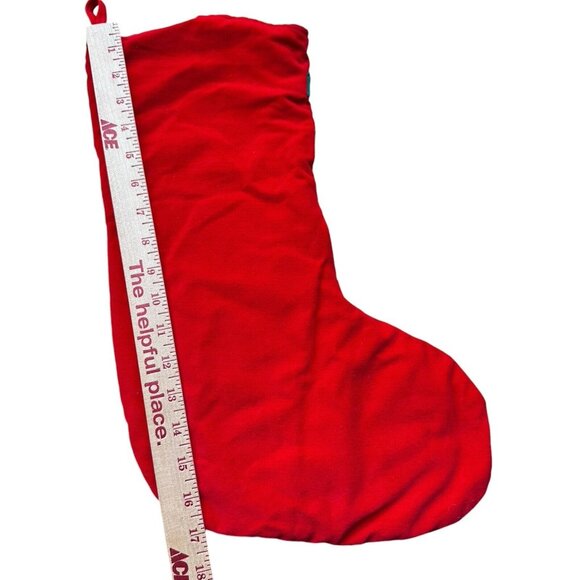 Vintage Christmas Stocking Santa Reindeer Elf Santa 3D Embroidered Rare 11"x 17" - Picture 7 of 8